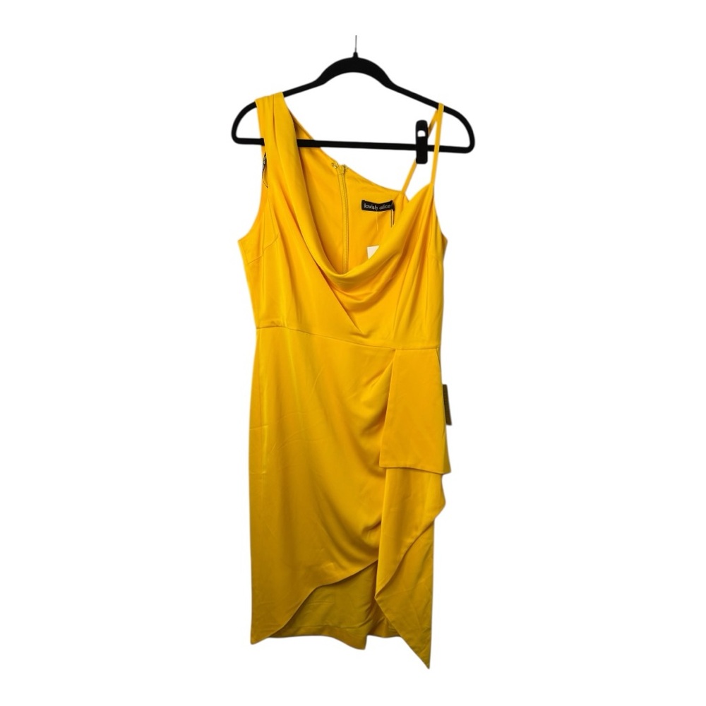Lavish Alice Emma Cowl Neck Mini Wrap Formal Cocktail Dress in‎ Yellow NWT Sz 12 - Picture 4 of 14